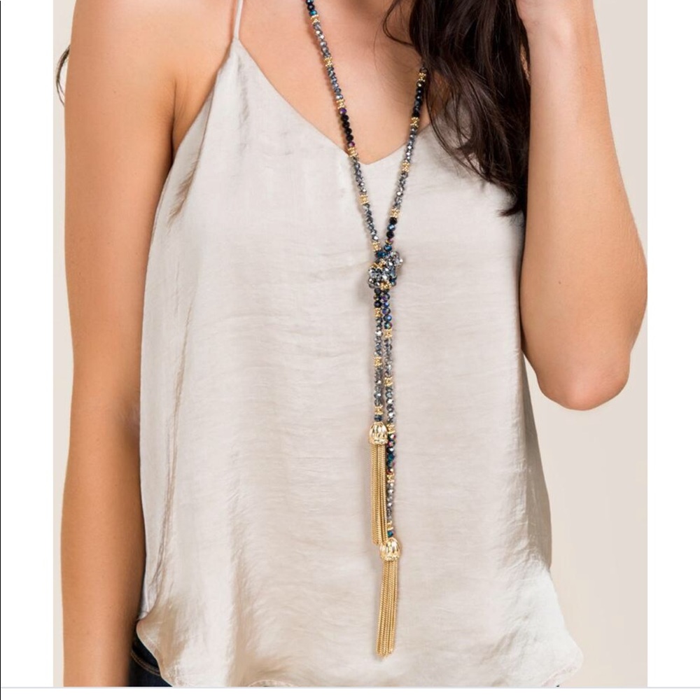 Francesca Beaded Tassel Knotted Necklace